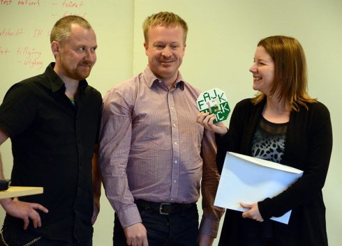 Vinnare i kategorin Bästa visualisering: SVT Pejl 1. Kristofer Sjöholm, Fredrik Stålnacke och Åsa Rasmussen. 